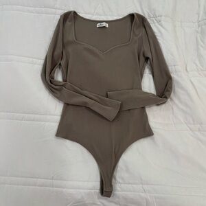 Hollister Taupe Ribbed Bodysuit